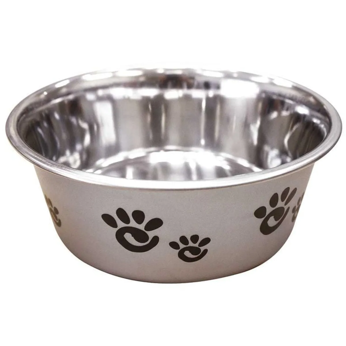 Ryan's Pet Supplies Barcelona Pearlized Silver Decorative Paw Print Bowl - 32 oz