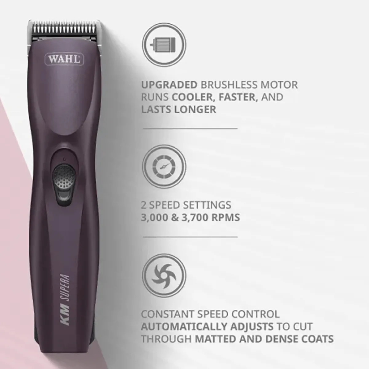 wahl_km_supera_speed_cordless_clipper__purple_3.webp Ryan's Pet Supplies Wahl KM Supera 2-Speed Cordless Clipper – Purple